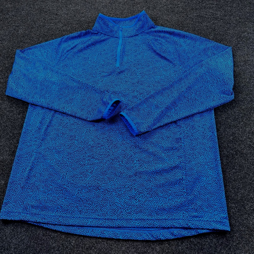 Under Armour Golf Men's XL Blue/Black Pebble Design 1/4 Zip Pullover Loose Fit